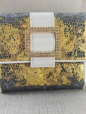 Samantha Thavasa Vintage Wallet Lizard Style Bi-fold Handmade Card Holder Purse
